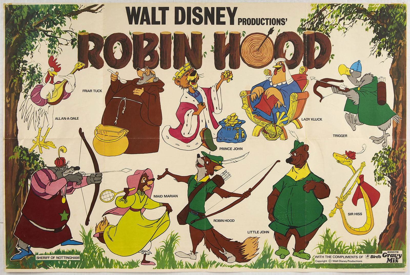 Vintage Disney Robin Hood Movie Poster A3//A2//A1 Print